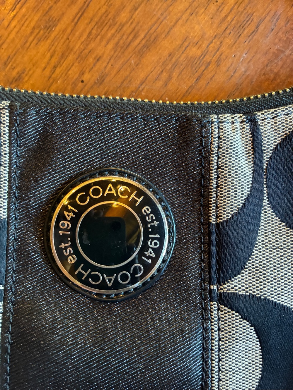 Coach Black Signature Accent Shoulder Bag Detail